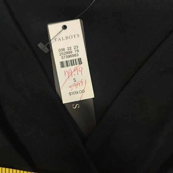 Talbots Black Faux Wrap Dress 3/4 Sleeve NWT Size S D13 - Picture 7 of 8